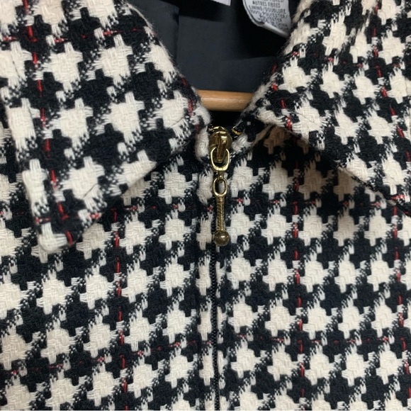 TanJay Jacket houndstooth Wool Long Sleeves Full Zip Coat Women Size 14 - Picture 4 of 8